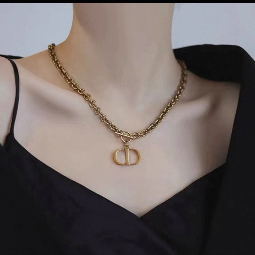 Golden CD Brass Chain Necklace